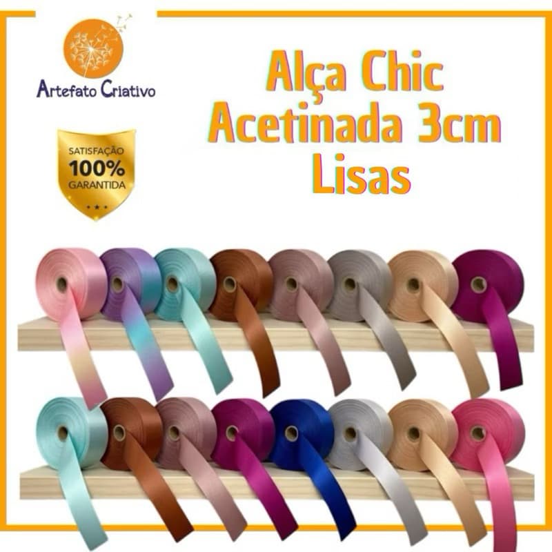 Alça Chic Acetinada Lisa 3cm (Alça ombro / alça para bolsa). RJ/Brasil