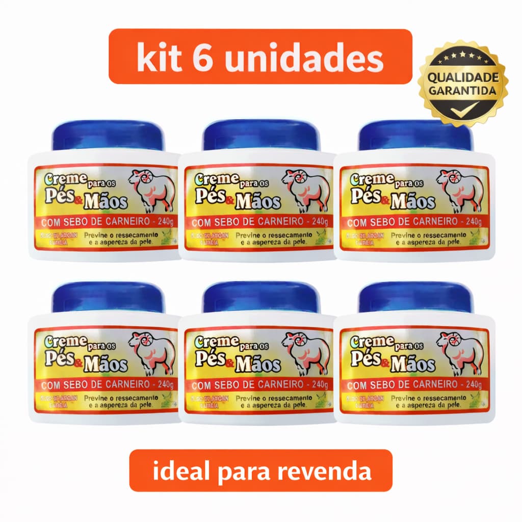 Kit 6 und Creme Sebo de Carneiro 240g Sanjully – Hidratação Intensiva para Corpo, Pés e Mãos-Atacado