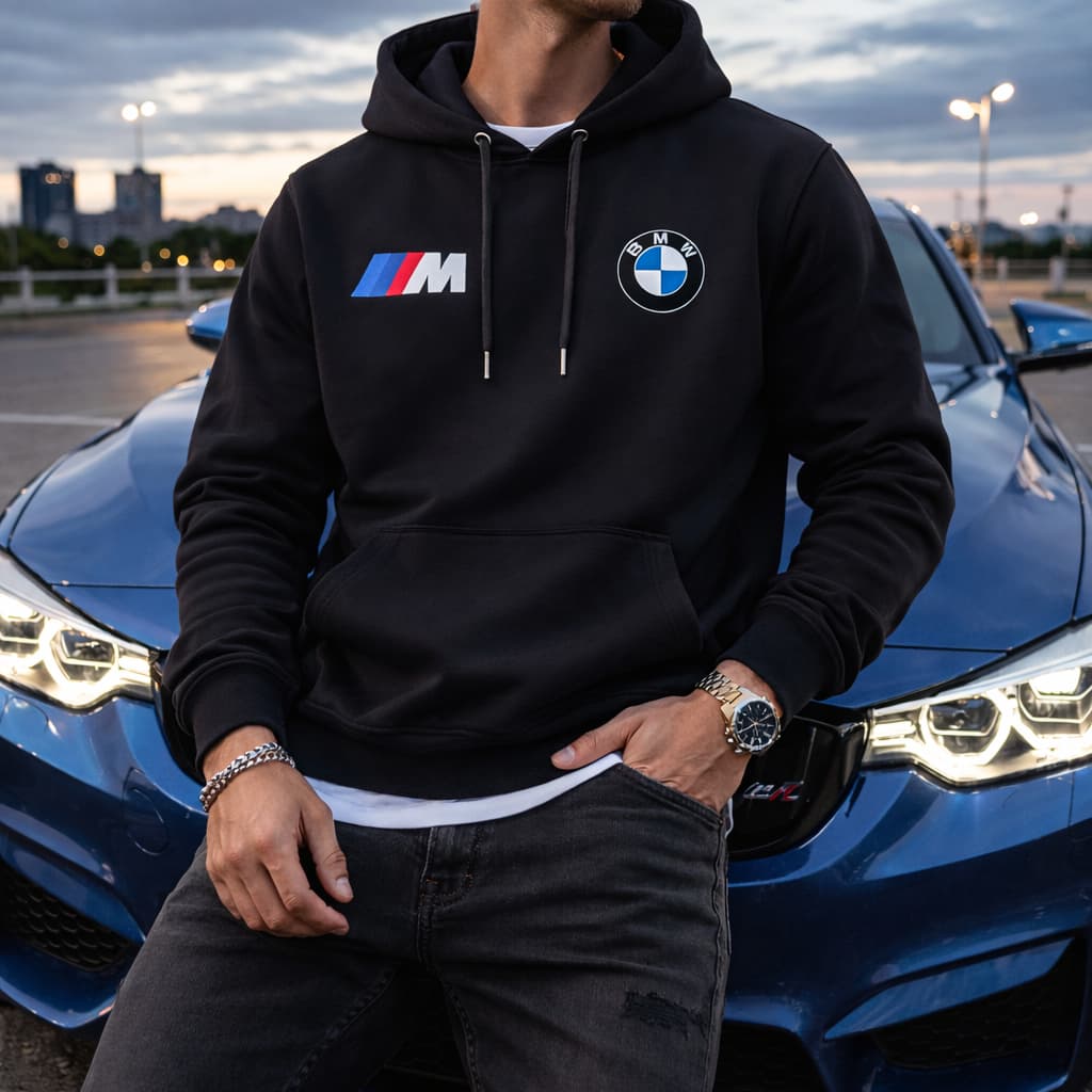 Moletom Canguru BMW Blusa de Frio Estampado Confortável Com Bolso e Capuz