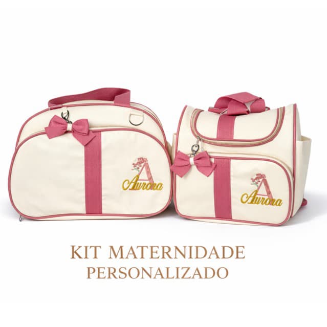 Kit Bolsa Maternidade Com Nome Do Bebê- Produto De Luxo- Menino E Menina- 02 Unidade + Alça Removível