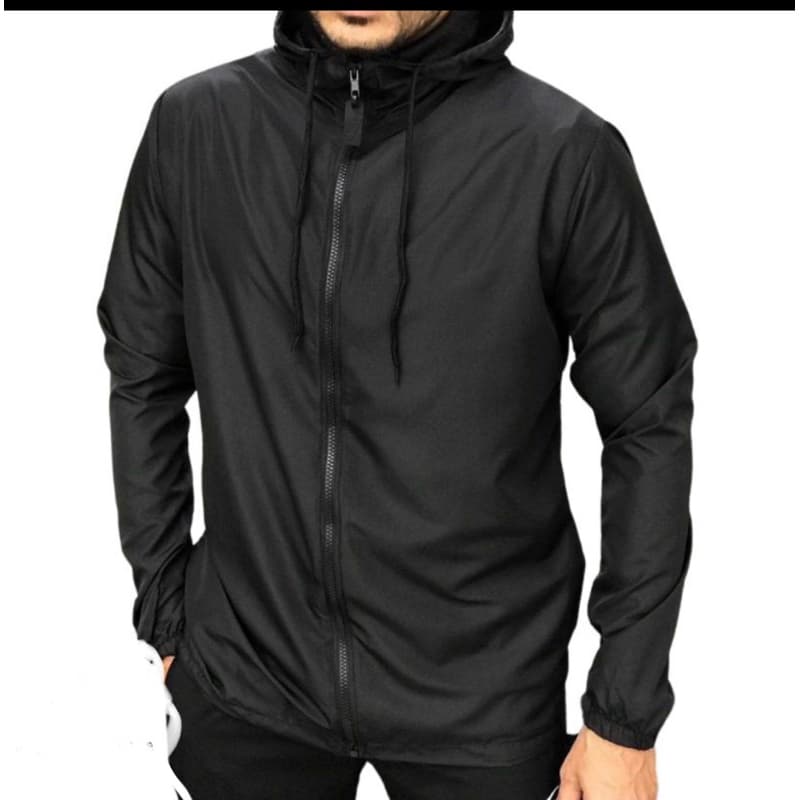 Jaqueta Corta Vento Masculino Leve e Confortável Lisa com Capuz e Bolso e zíper