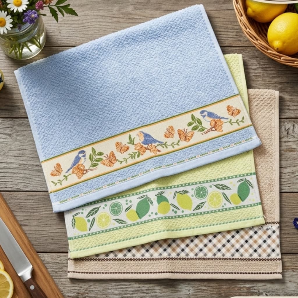 Kit 3 Panos de Prato Dohler Guardanapo Atoalhado Cores Variadas de Alta Absorção e Qualidade 45x70cm