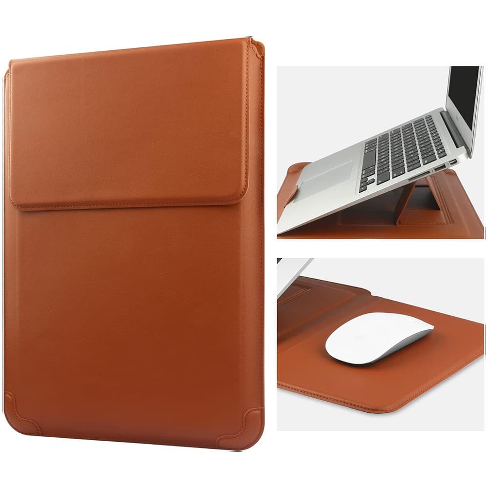 Capa de proteção multifuncional de couro PU para laptops e tablets para computadores de 13-16 polegadas