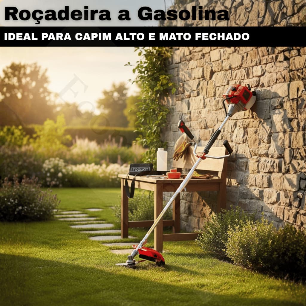 Roçadeira a Gasolina 75cc Knakasaki Cortador de Grama Aparador Profissional Com acessorios
