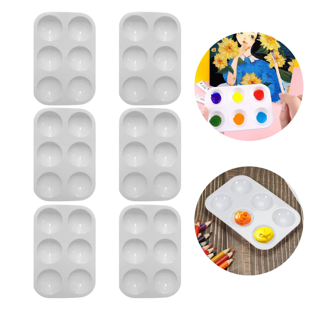 Kit 6 Bandejas Paleta Godê Para Pinturas Tinta Aquarela Escolar Artesanato