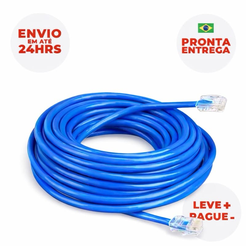 Cabo De Rede Rj45 1,5 2 3 5 10 Metros Rede Lan Azul Cat5 Montado