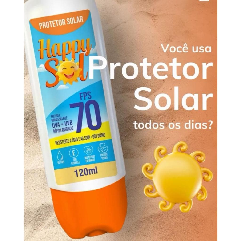 Protetor Solar UV Happy Sol FPS 70 120ml