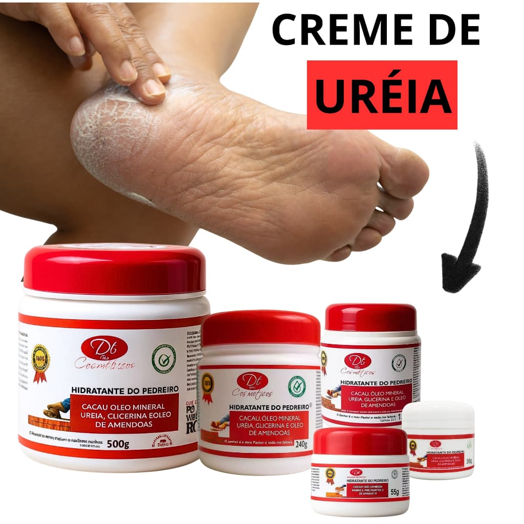 Creme Hidratante do Pedreiro Para Pés Mãos Cotovelo Grosso 500g 240g 120g 55g 30g Hidrata Amacia Nutre a Pele