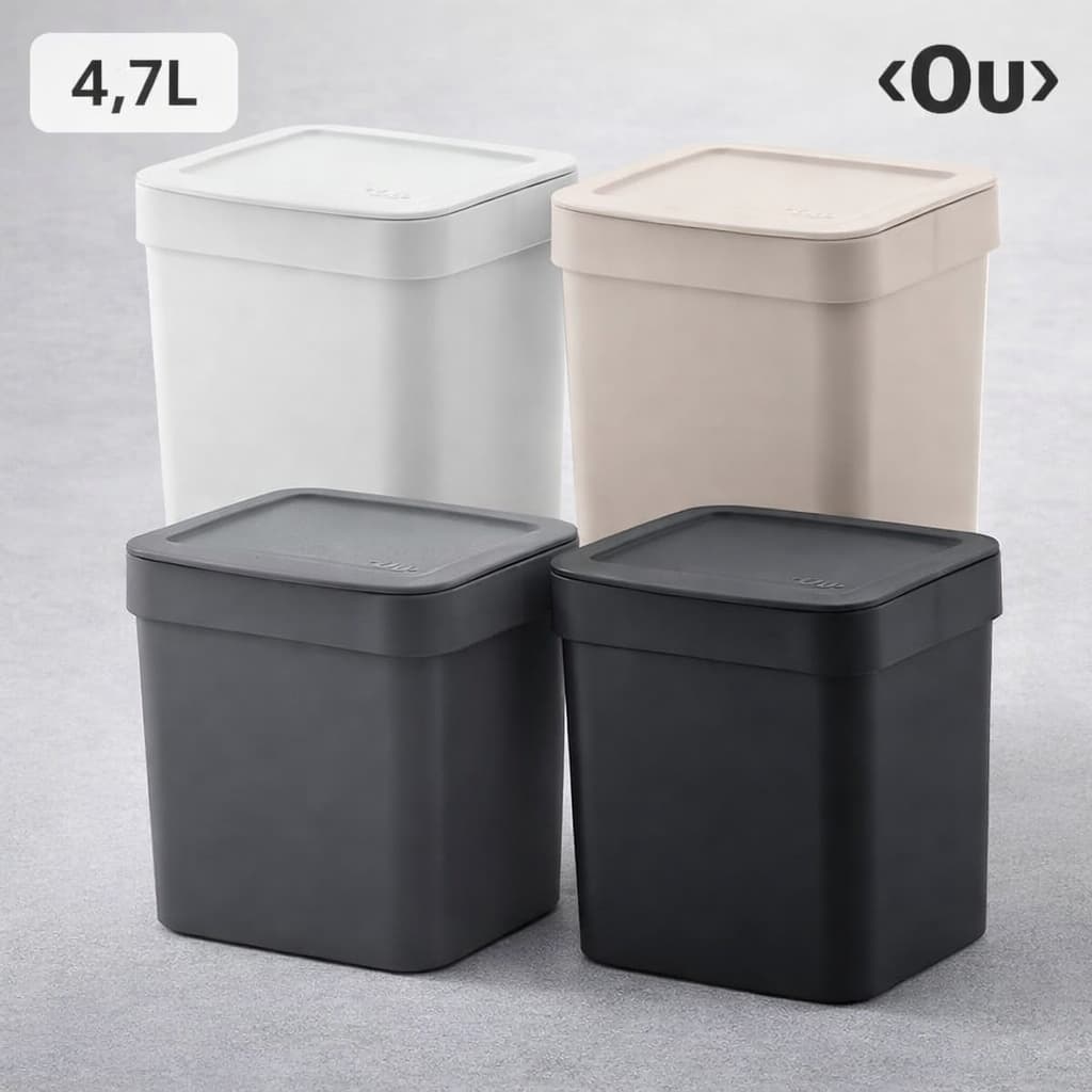 Lixeira 4,7L com Tampa Esconde Saco OU | Pia Cozinha Banheiro Lavabo Escritório