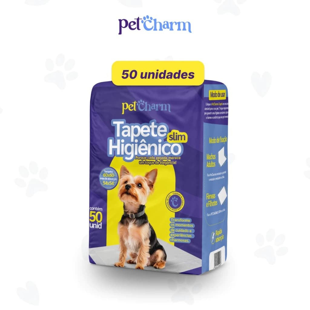 Tapete Higiênico PetCharm Slim  -Tamanho 50cm x 60cm Para Cachorros