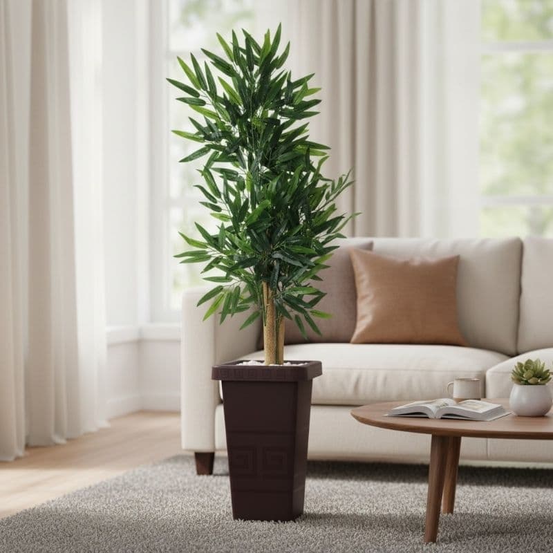 Planta Artificial Arvore Bambu Mosso Da Sorte Arranjo De Decoração Com Vaso