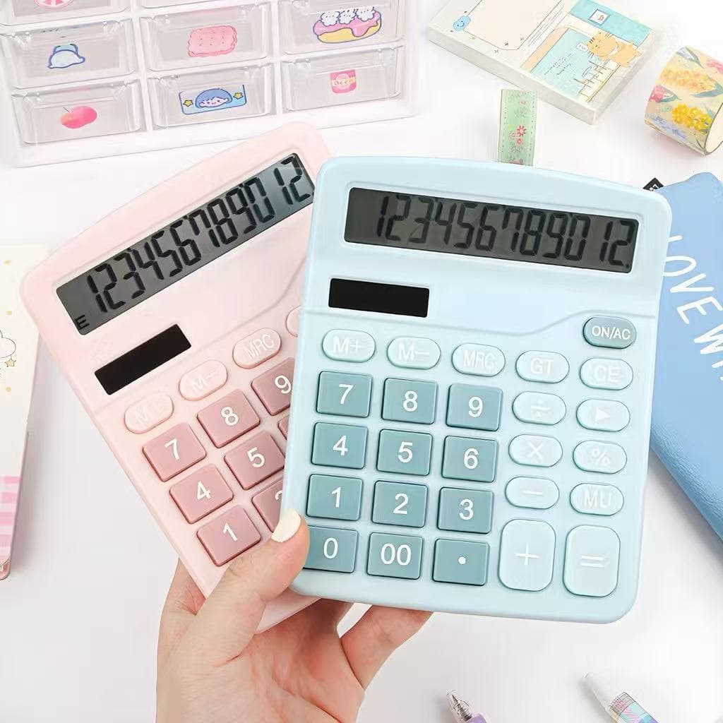 Calculadora Mesa Escritório Comercial Grande 12 Dígitos Solar e Pilha Colorida Portatil LehMox