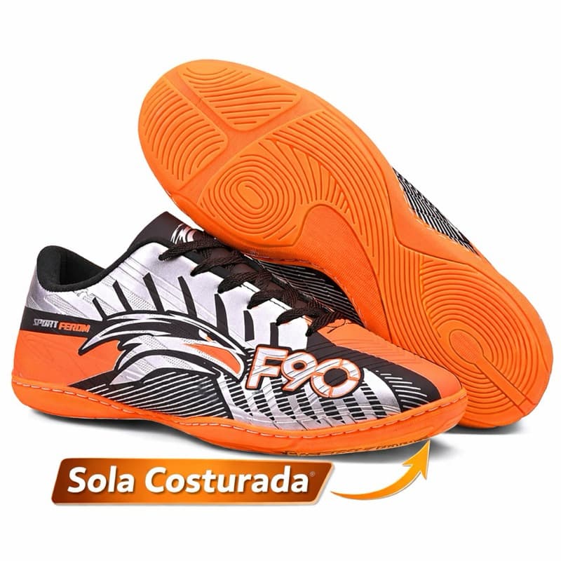 Chuteira Futsal Salao Tenis Unissex Costurada Alta Durabilidade E Resistência Na Quadra