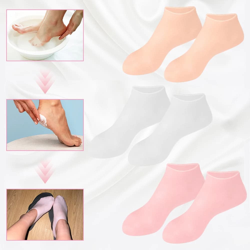 1/2/3 Pares Meias De Silicone Para Cuidado Dos Pés Gel Hidratante Anti-Rachaduras Remove Pele Morta