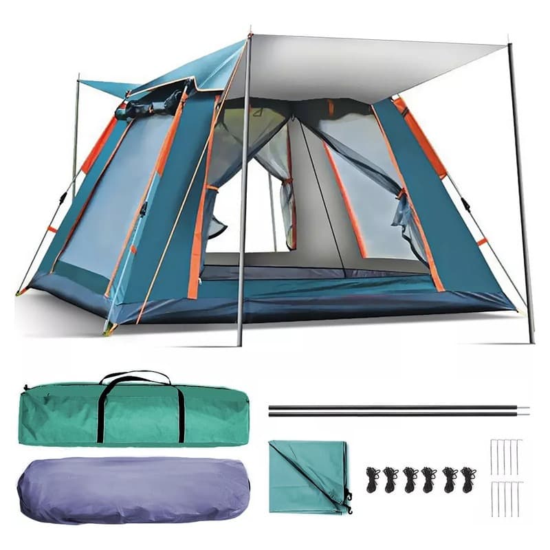 Tenda de camping automática de grande capacidade, 240*240cm, proteção solar UPF 50+, impermeável, acomoda de 5-8 pessoas