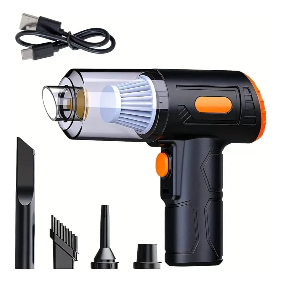 Aspirador De Pó Com 2 Bateria Usb Portátil Completo Linha Carro E Casa 2000mAh Multifuncional