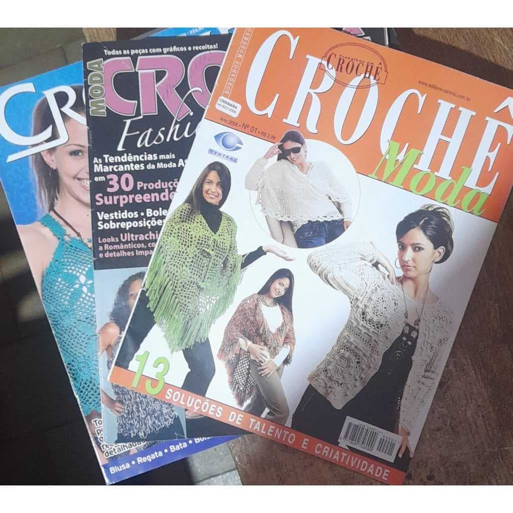 3 Revistas Crochê nº 01 moda e nº 70 fashion de Minuano