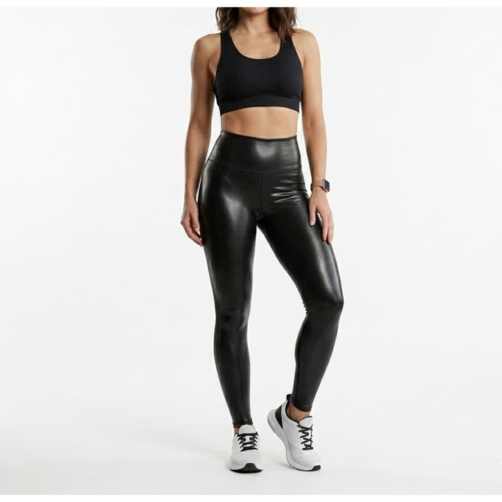 Calça Legging Cirre  Cintura Alta Brilho Molhado GG