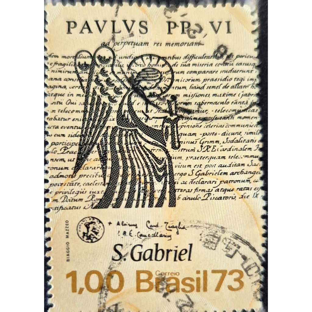 Selo usado do bloco dos correios B-35, RHM C804 - São Gabriel - ano 1973 - Filatelia