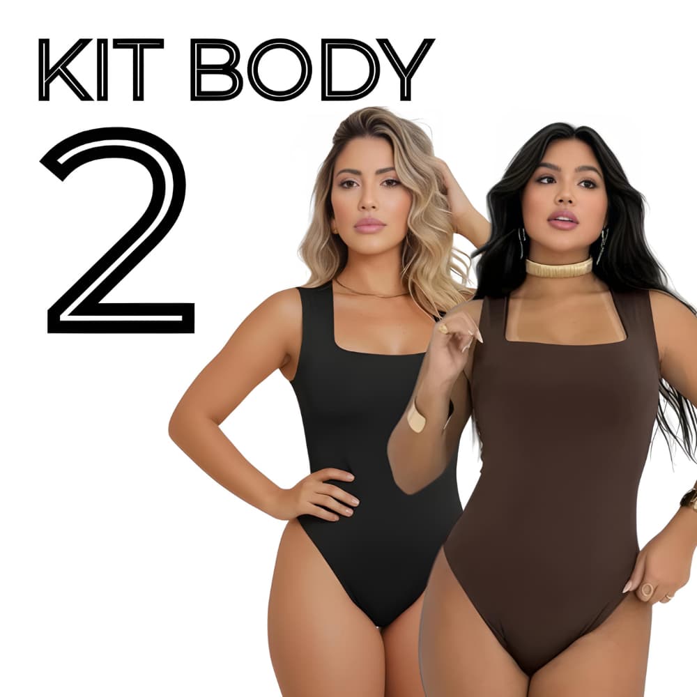 Kit 2 Body Feminino Collant Decote Quadrado