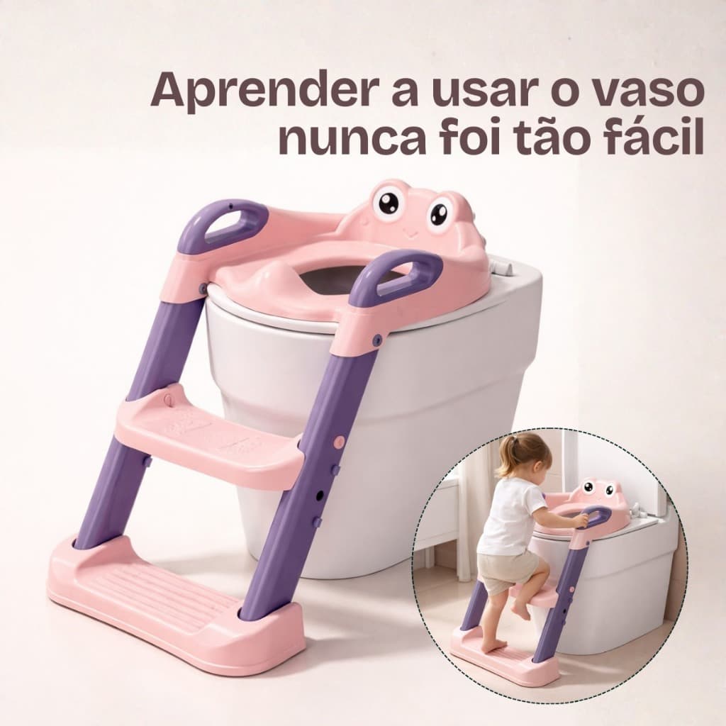 Assento Redutor Infantil Com Escada Para Vaso Sanitário Treinamento Bebê
