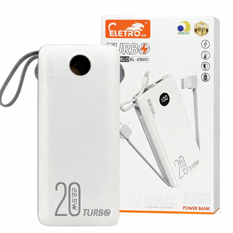 Carregador Portátil Turbo Premium Power Bank 20000mAh Original Universal