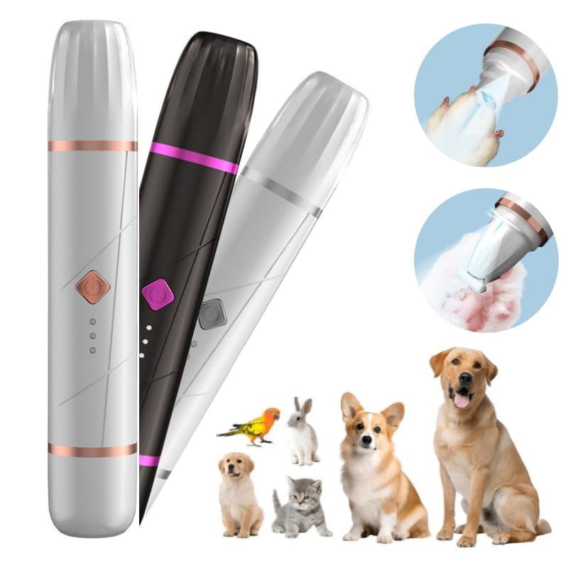 Aparador 2 em 1 para Pets: Corta Unhas e Pelos | Duas Cabeças, Silencioso, Recarregável USB