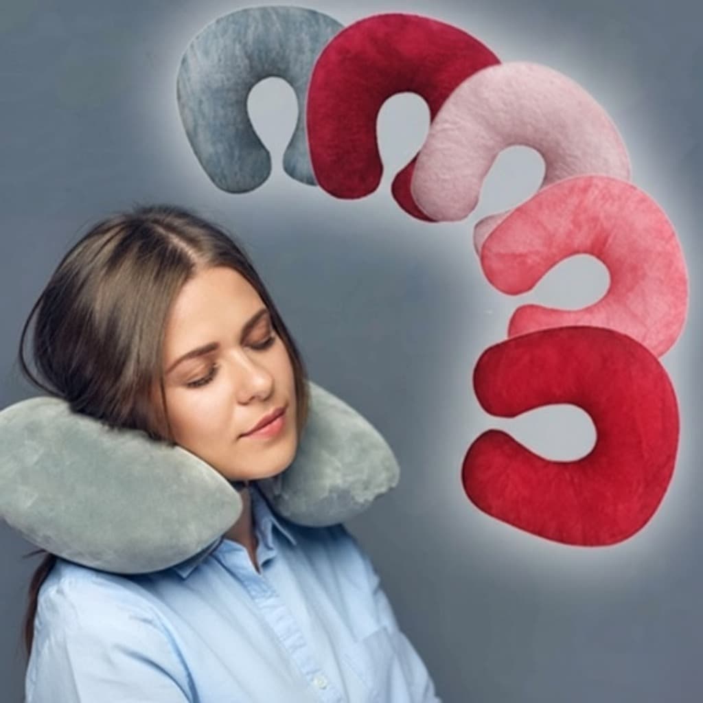 Almofada Encosto de Pescoço para Viagem - Tecido Plush Aveludado e Antialérgico - 1 até 3 Unidades