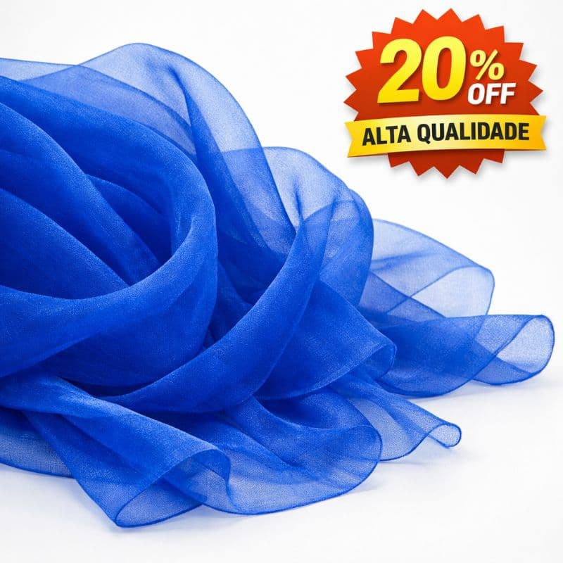 Tecido Voal Azul Vibrante - 1 Metro x 3.00m - Alta Qualidade - Largura Extra - PROMOÇÃO 20% OFF!
