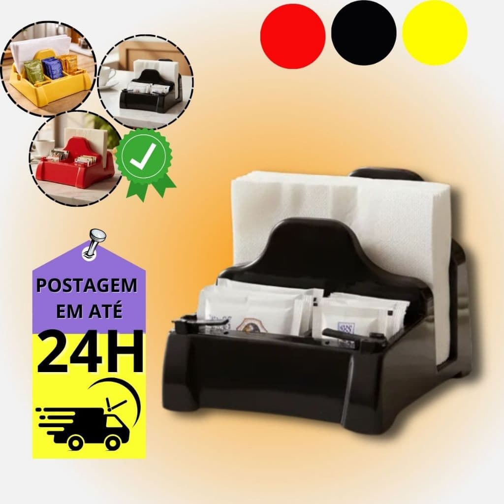 Kit C/ 10 Unidades de Suporte Porta Guardanapos e Sachês C/ Furador