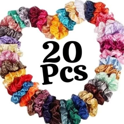 Kit 20 Xuxinhas Scrunchie Rabicó Ant-frizz Acessórios Para Cabelo