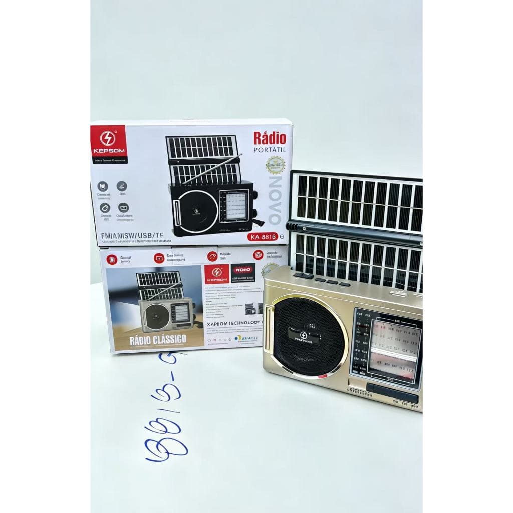 Rádio Portátil KEPSOM KA-8816 | Solar, FM/AM/SW, USB/TF, Bluetooth e Lanterna – Ideal para Camping e Emergências