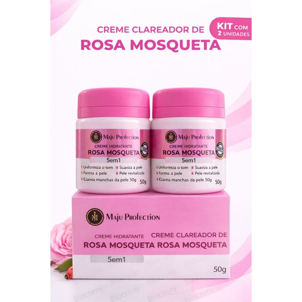 Kit 2 Pomada Clareadora rosa mosqueta  Tira Manchas Espinhas, Melasma e Linhas de Expressão no Rosto