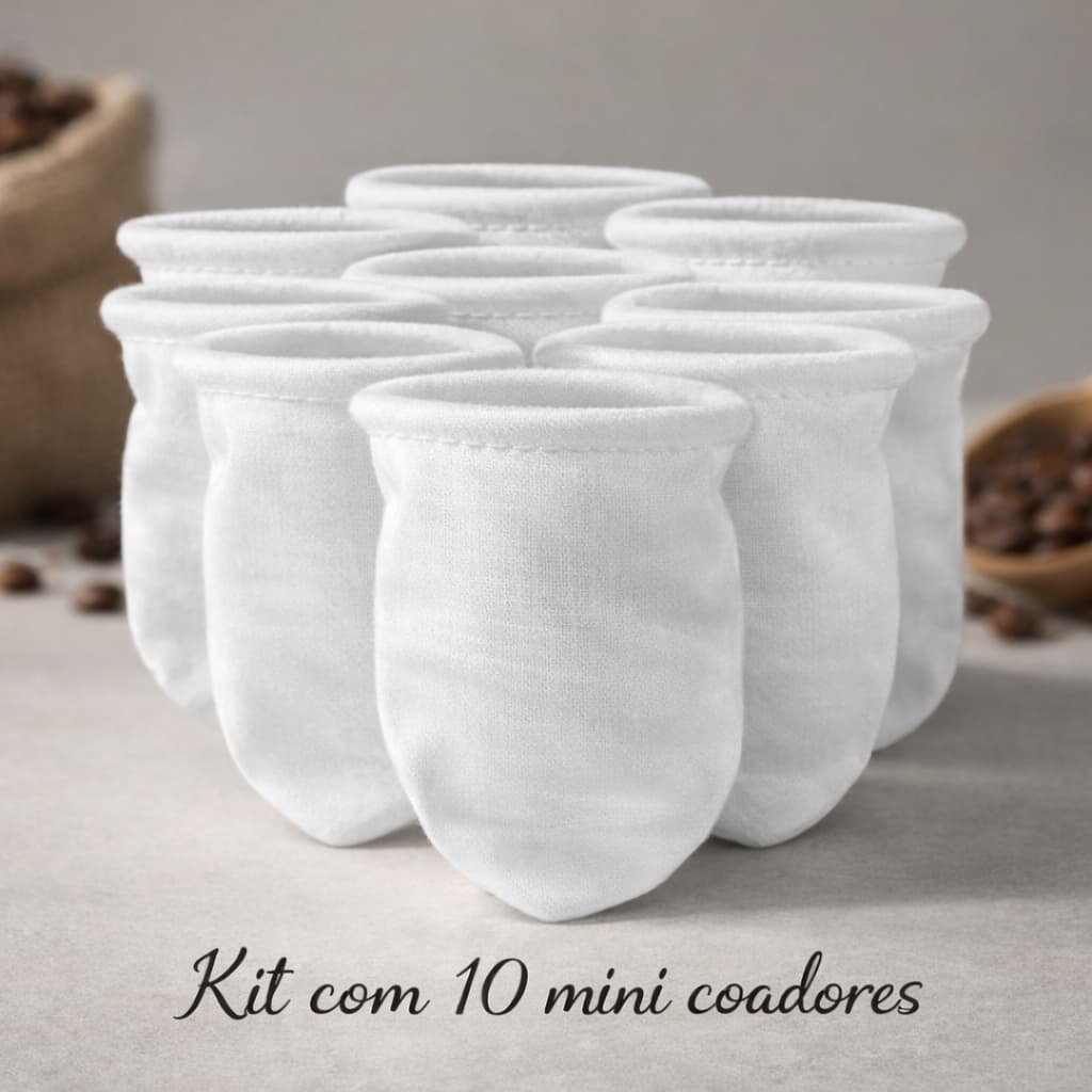 Kit 10 Mini Coador de Café Filtro de Pano Reutilizável Lavável Refil