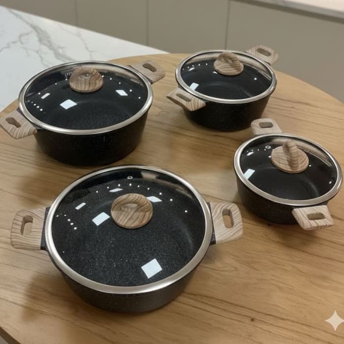 Jogo de Panela 8 Peças de Cerâmica Antiaderente Fogão a Gás Indução Cozinhe sem Grudar Linha Premium