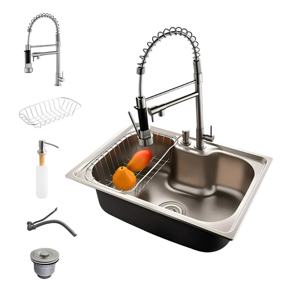 Cuba para cozinha gourmet pia aço inox com acessórios e Torneira Gourmet Dupla alavanca 50 X 42 X21 CM