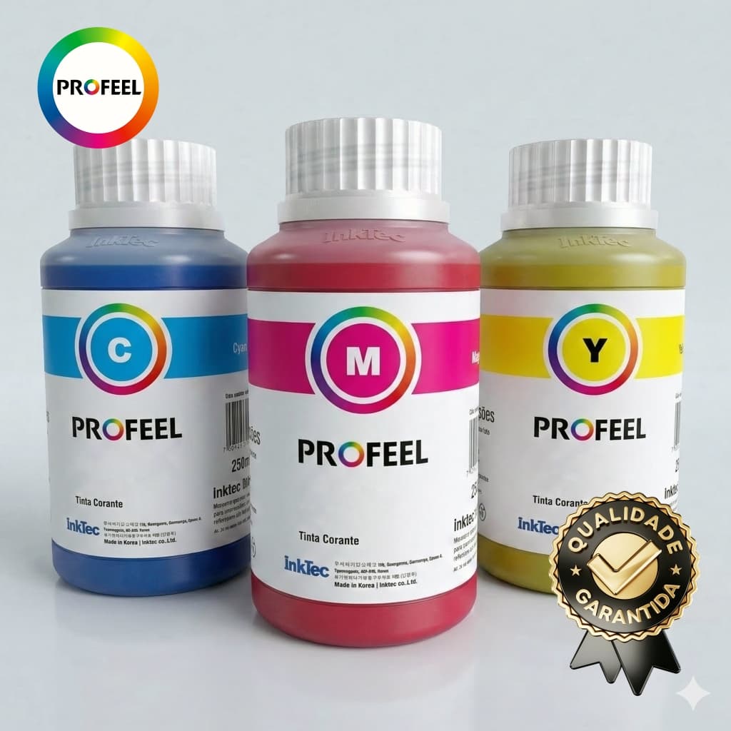 Tinta Corante Inktec Profeel Kit 3x250ml Compatível Impressora Canon Mega Tank Série G