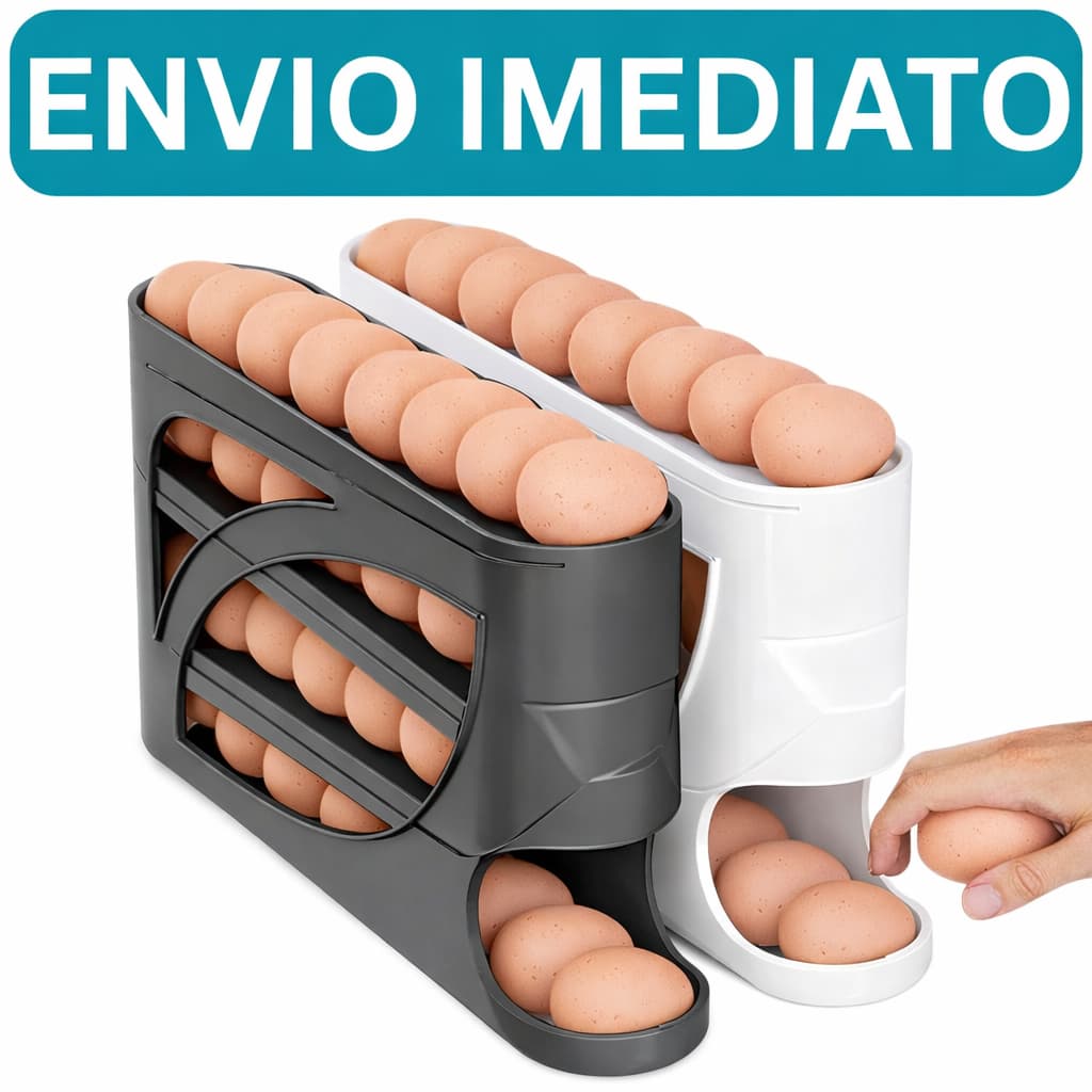 Porta Ovos 4 Andares Rolante em Plástico para Geladeira Organizador 20 a 30 Ovos