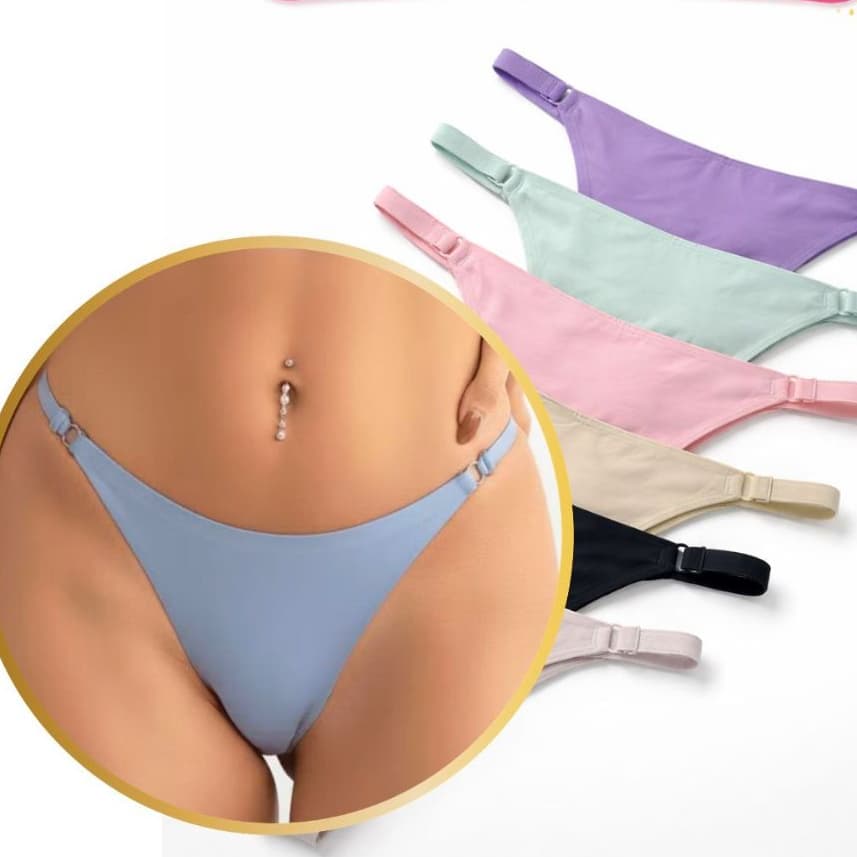 Calcinha Fio Dental Sem Costura com Regulagem – Conforto Máximo, Zero Marcação e Ajuste Perfeito