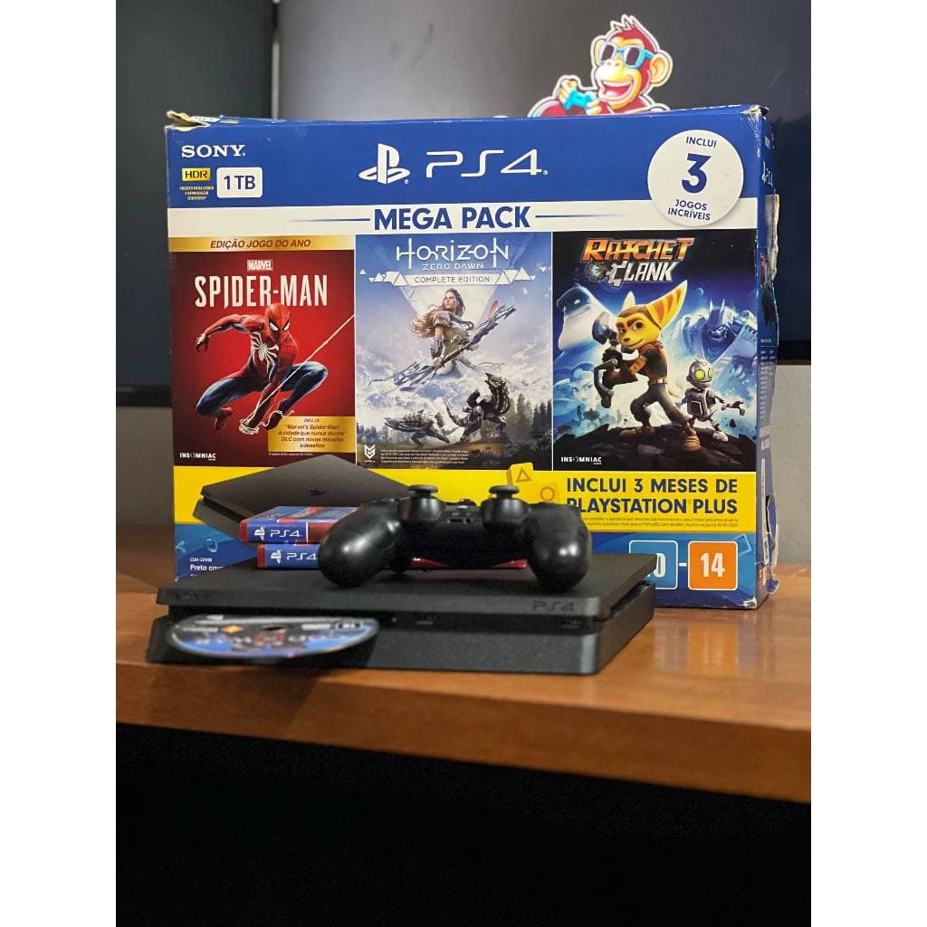PS4 Slim 1TB + Controle Original + Jogo de Sua Escolha / Revisado + Garantia