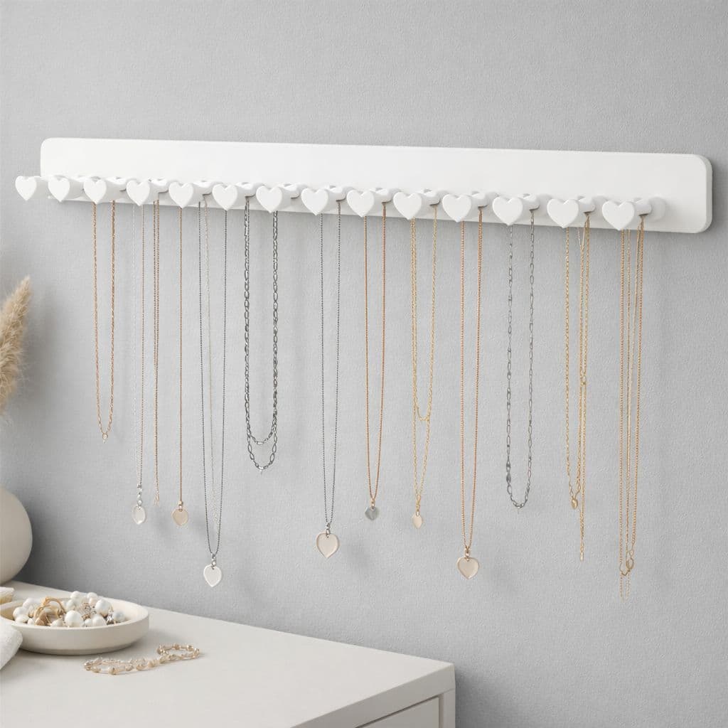 Organizador de Joias Pendurar Coração de Parede Expositor Suporte para Colares Pulseiras Dupla face