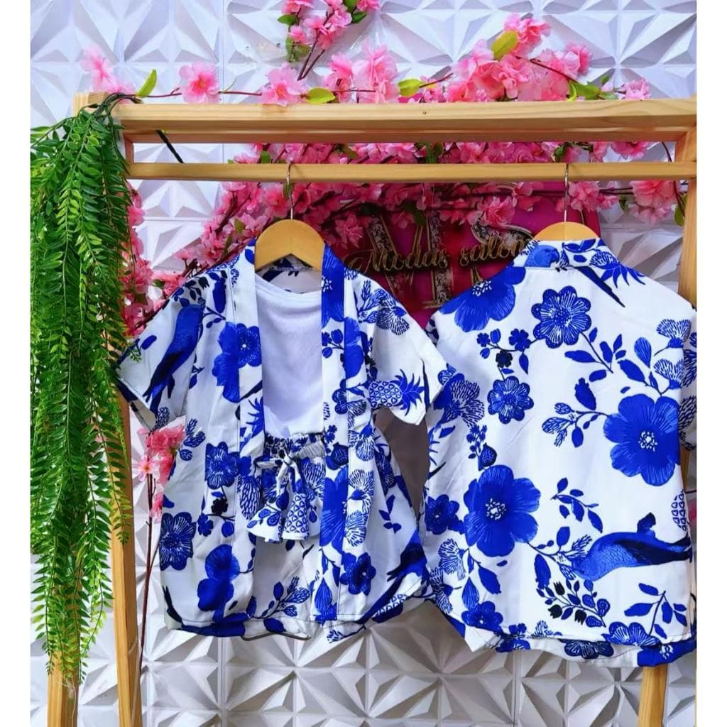 Kimono juvenil-infantil estampado  2 peças verão