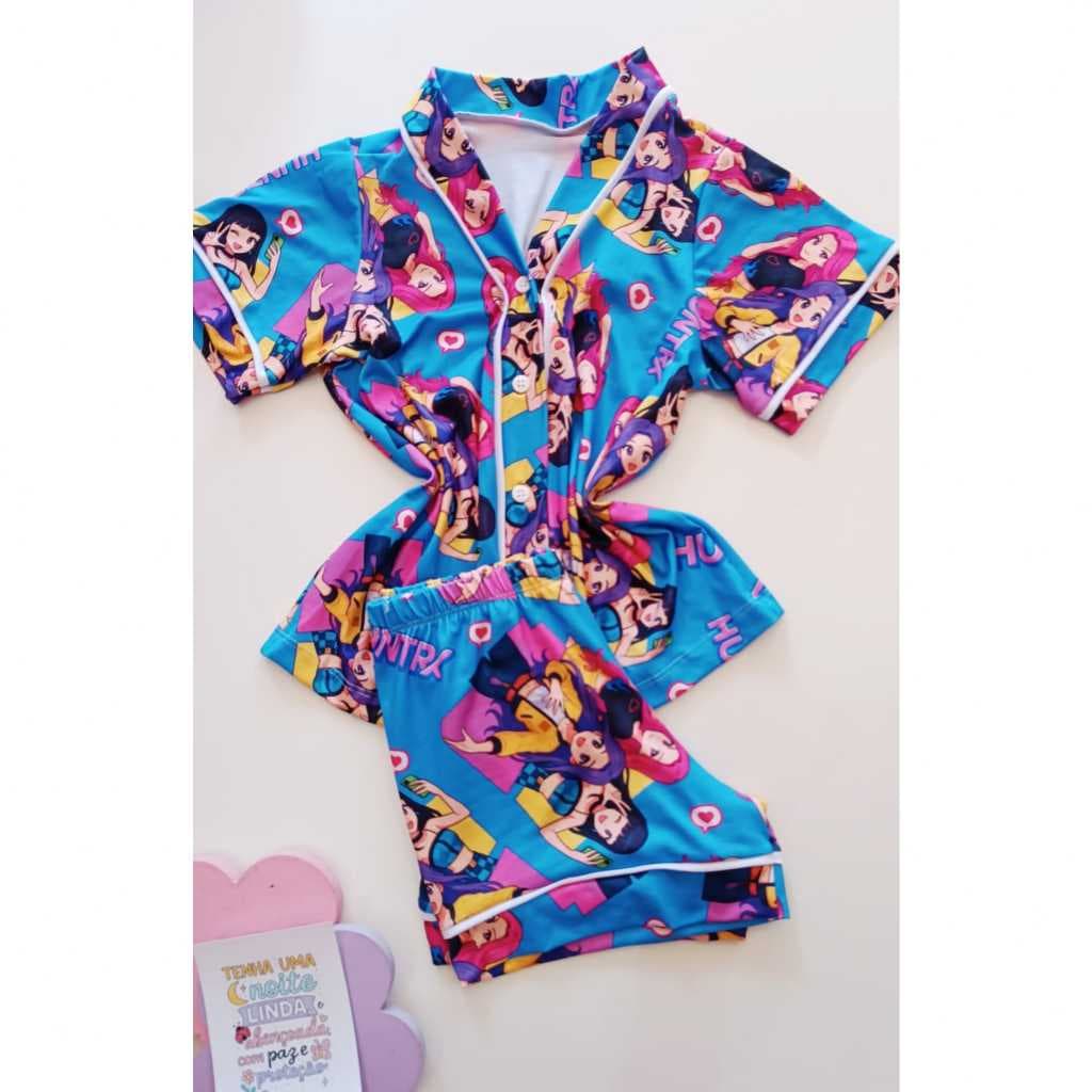 Pijama Infantil Guerreias do K- POP azul