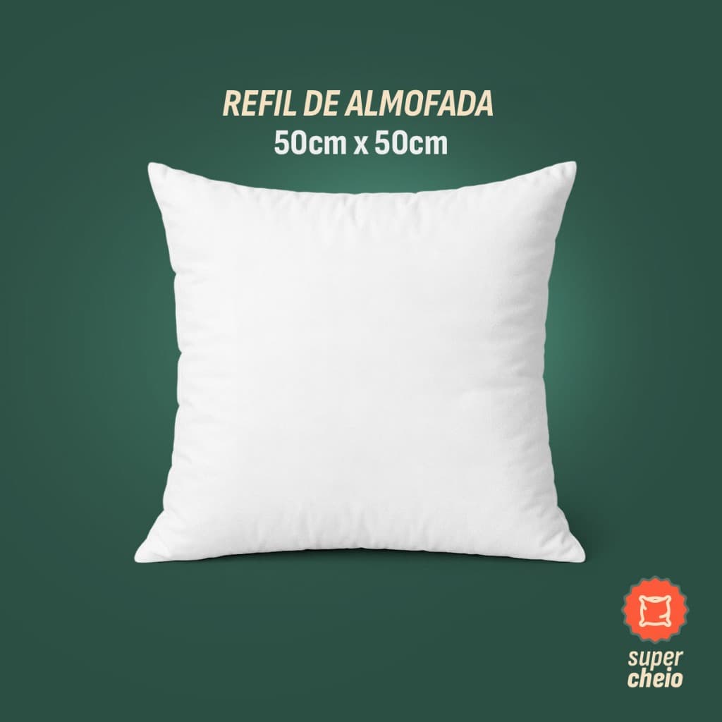 Unidade e Kit Refil De Almofada 50cm x 50cm Fibra Siliconada Super Cheio Macio Uso e Decorações