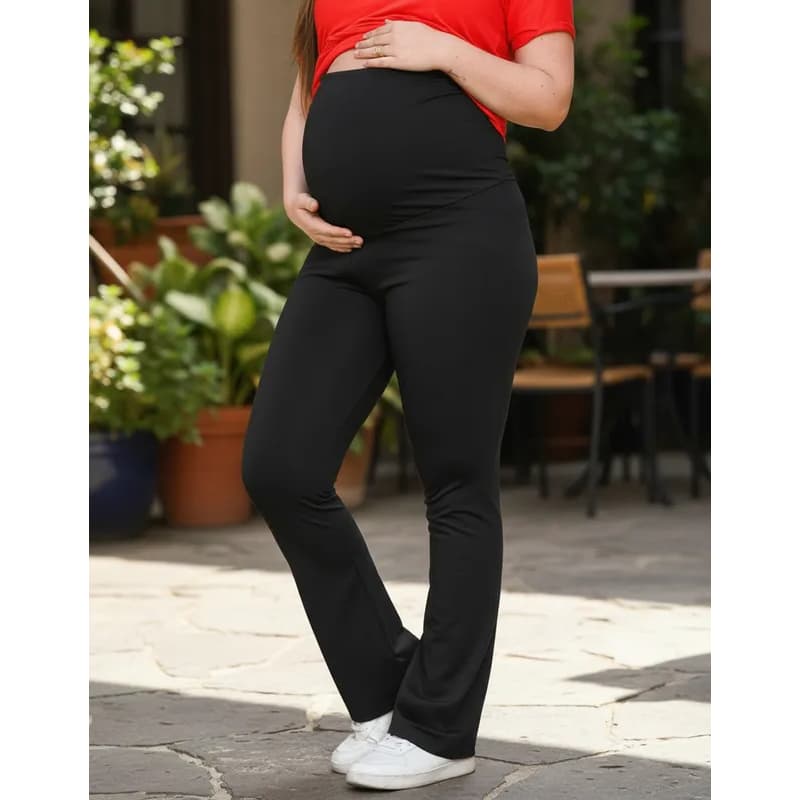 Legging Gestante Flare Calça Grávida Boca Larga Bem Comprida