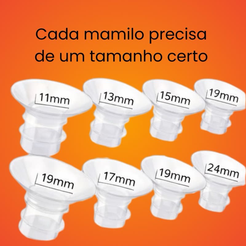 Flange para Bomba Tira Leite | Redutor de Mamilo 11 a 24mm | Silicone Confortável | Envio Rápido