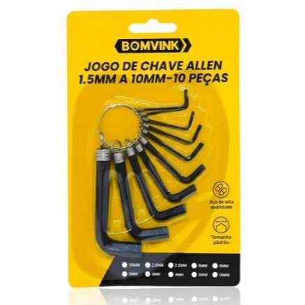 Jogo De Chaves Allen 1.5 x 10mm C/ 10PÇS