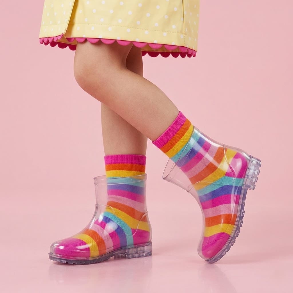 Galocha Infantil Menina Bota Cano Curto Feminina + Kit Meia Colorida Confortável