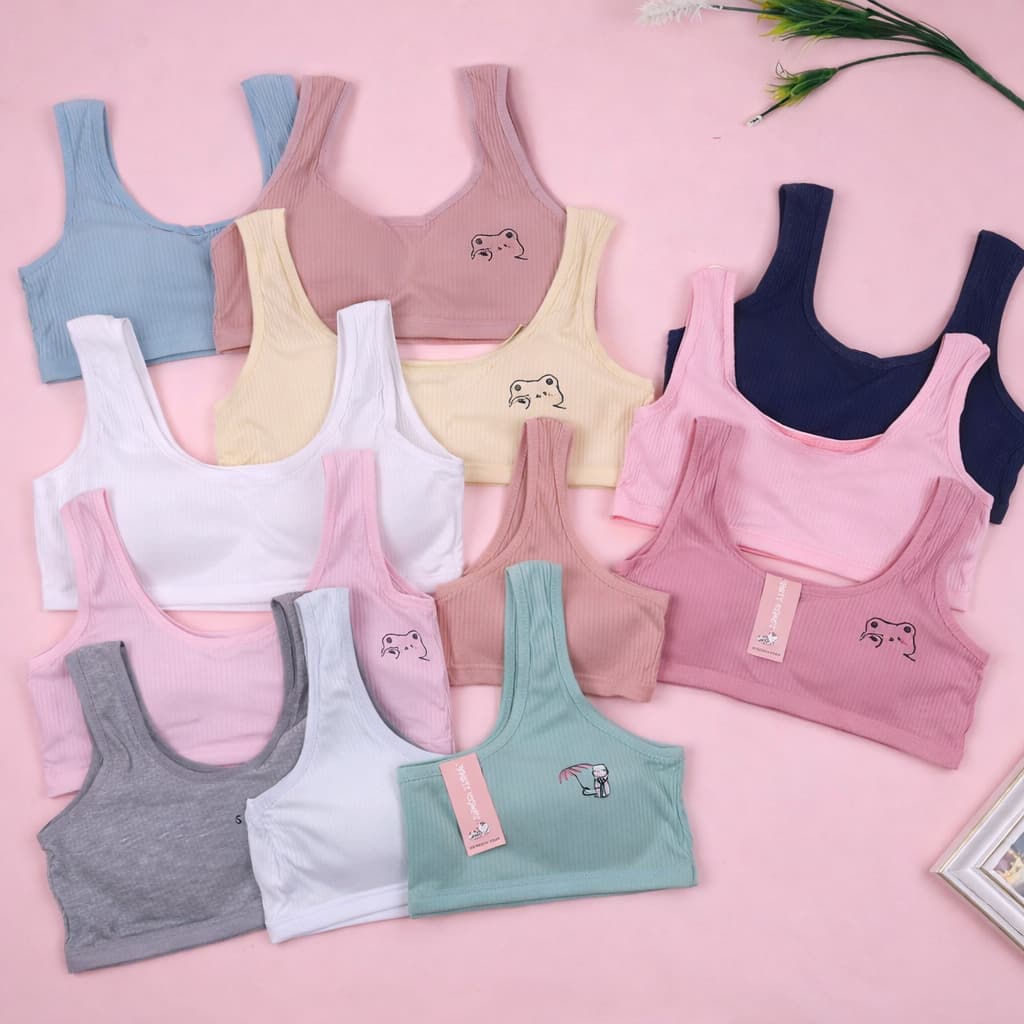 Kit 1 ou 3 Top Sutiã Juvenil com Bojo Algodão Confortável 7 a 12 Anos Sem Aro