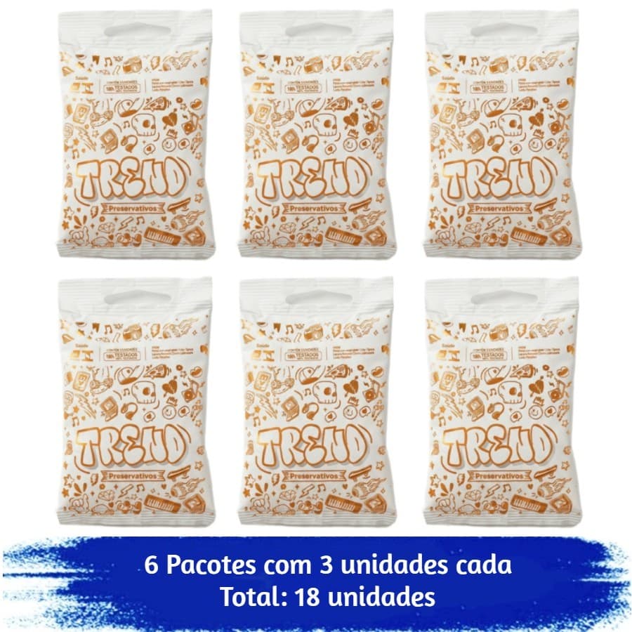 Preservativo Trend Lubrificado Com 18 Unidades 6x3